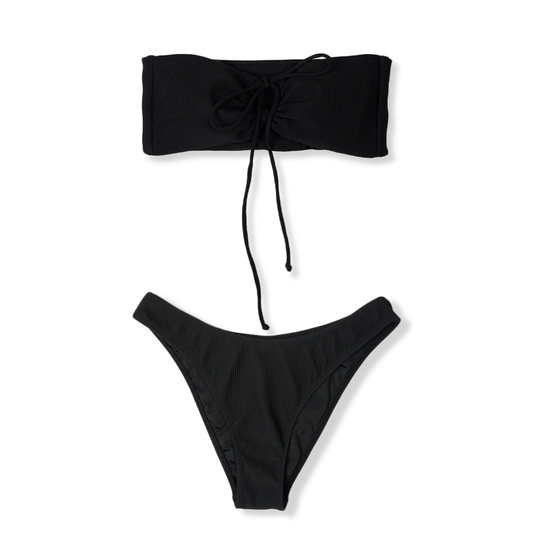Jordan Ribbed Bikini Set in Black